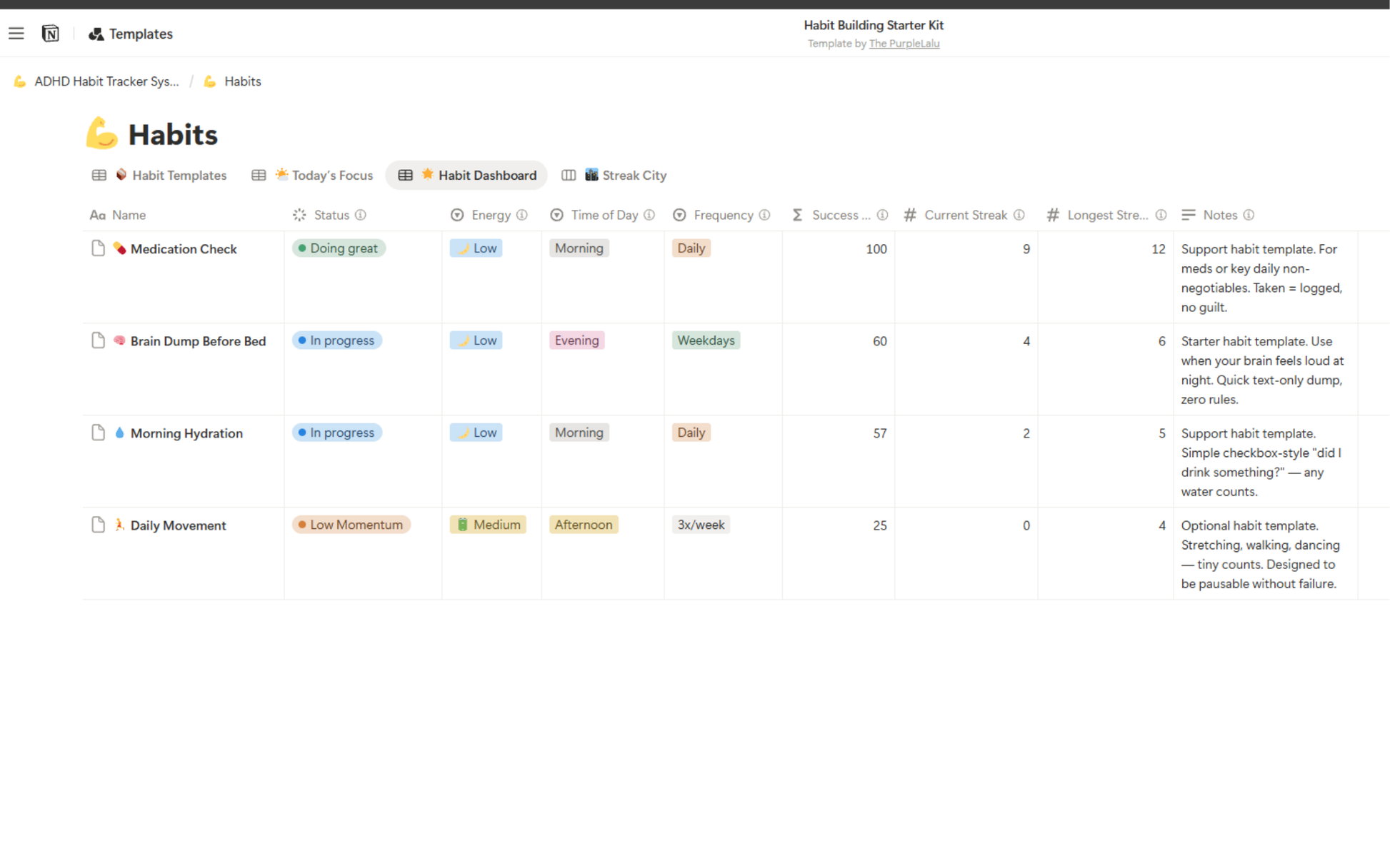 Habit tracking app interface with habit lists and checkboxes on a white background